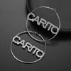 Silver / 50mm Huge Hoop Iced Flooded Out Letters Personalized Name Circle Custom Earrings 50mm 60mm 70mm