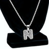 Silver Tone N Letter Micro Chain Rope Necklace