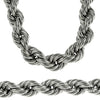 Silver Tone Rope Chain Necklace 16mm Thick x 36" Inch