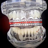 Silver Tone Three Row Red Iced Flooded Out  Top Teeth Grillz
