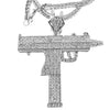Silver UZI Gun 36" Franco Chain Necklace