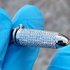 Solid 925 Sterling Silver Hollow Bullet Iced Flooded Out Pendant