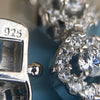 Solid 925 Sterling Silver Iced Flower Cluster Bracelet 7.5" Inch