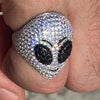 Solid 925 Sterling Silver Micro Pave E.T. Alien Head Ring