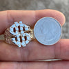 Solid 925 Sterling Silver Nugget Dollar Sign Ring