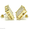 Square Iced Earrings Gold Finish 15MM