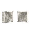 Square Silver Tone Iced Earrings 15MM