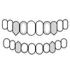 TOP & BOTTOM -NO BAR 925 Silver Custom Fangs Grillz Set Double Caps Vampire Teeth Fang & Open Tooth