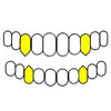 Top+Bottom W/No Back Bars Gold Plated over 925 Silver Diamond Cut/Dust Custom Fangs Grillz Set