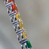 925 Sterling Silver Multicolor Rainbow CZ Iced Tennis Bracelet