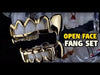 14K Gold Plated Grillz 4 Full Open Face Vampire Fangs Set