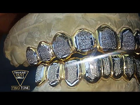 thumbnail image 2 of Two-Tone Sterling Silver & 18K Gold Plated Princess Cut Grillz - Unbranded 2 of 12