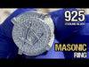 925 Sterling Silver Iced Flooded Out CZ Masonic Mason Ring