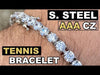 Tennis Bracelet 316L Stainless Steel  Iced AAA CZ One Row  8"
