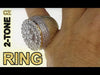 Mens Huge CZ Iced Flower Cluster Gold Finish Ring 27MM