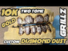 Real Solid 10K Gold Two-Tone Diamond-Dust Custom Grillz