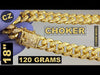 18K Gold Plated 18" CZ Cuban Choker Iced Flooded Out Necklace