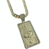 100 Dollar Bill Iced Pendant Tennis Gold Finish Chain Necklace 24"