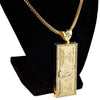 100 Dollar Bill Pendant 18k Gold Plated Franco Chain Necklace 24"