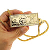 100 Dollar Bill Pendant 18k Gold Plated Franco Chain Necklace 24"