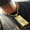 100 Dollar Bill Pendant Gold Finish 18" Mariner Chain Necklace