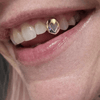 10K Gold Custom Cap Grillz Single Heart Cutout Open Face One Tooth