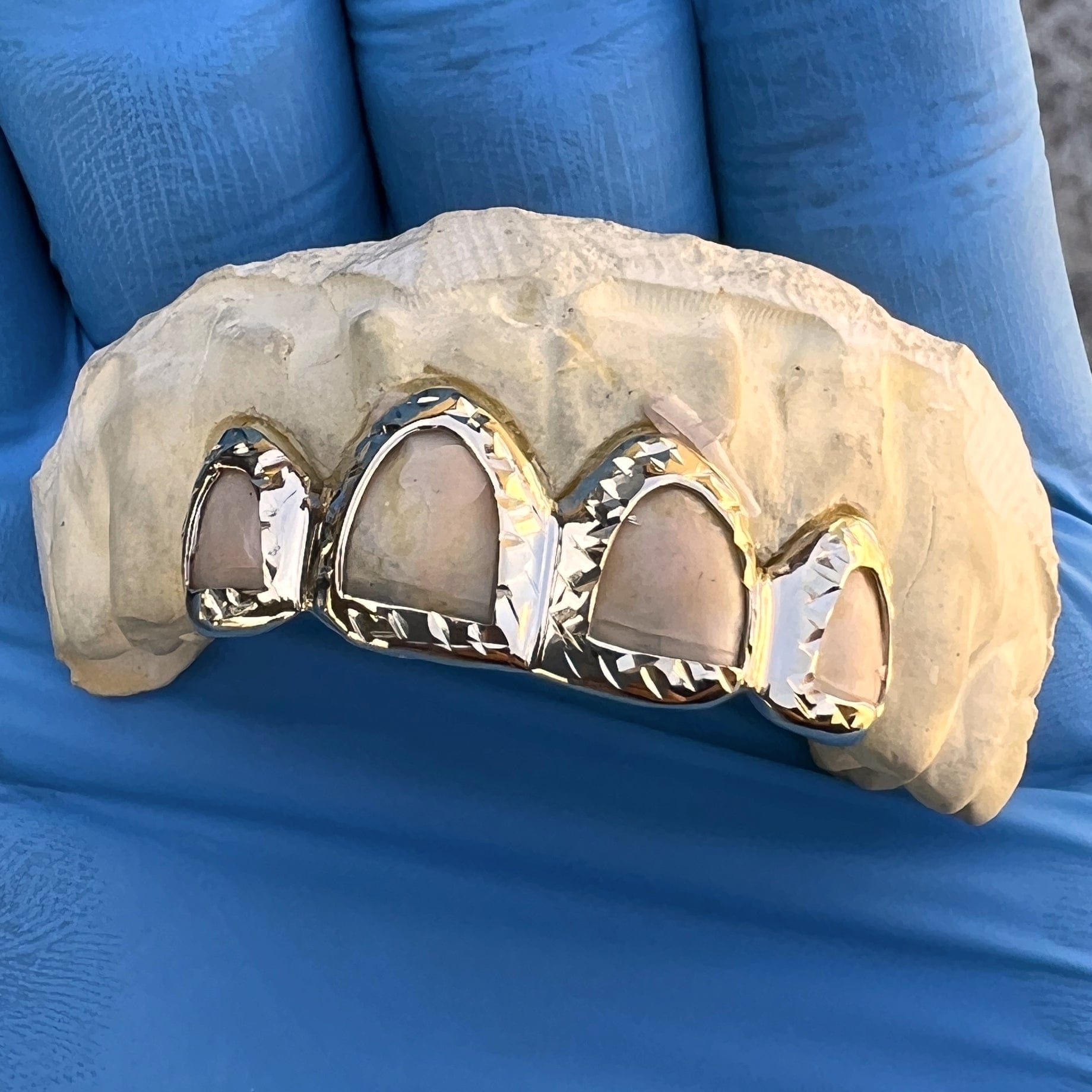 Tooth Custom 10K Gold Diamond Cut Open Face Teeth Custom Grillz
