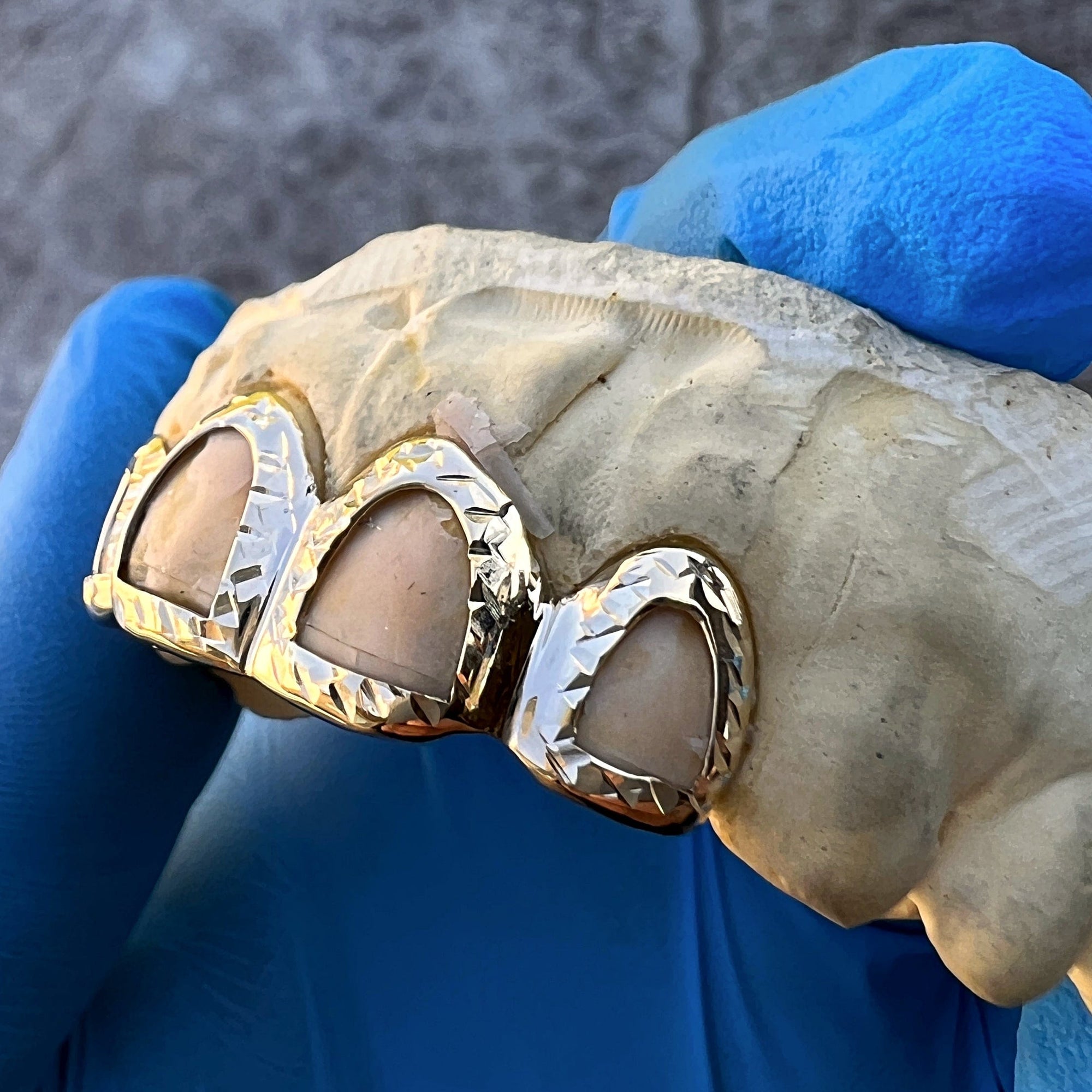 Tooth Custom 10K Gold Diamond Cut Open Face Teeth Custom Grillz