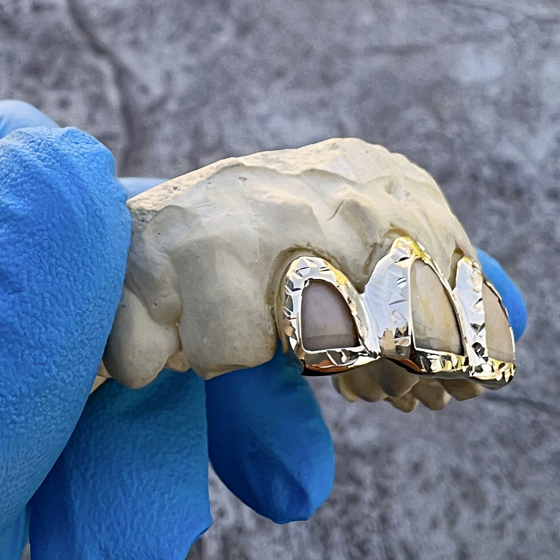 Tooth Custom 10K Gold Diamond Cut Open Face Teeth Custom Grillz