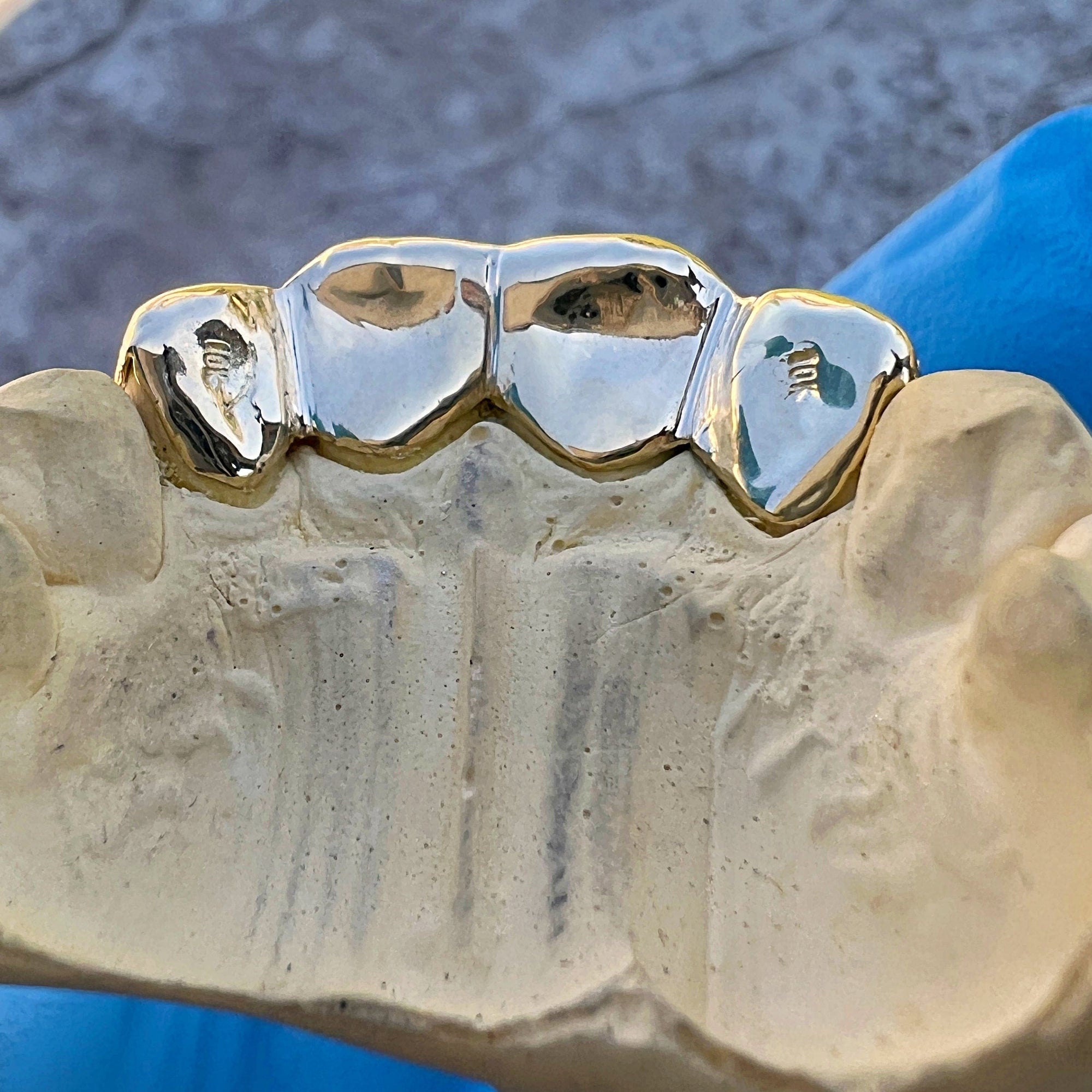Tooth Custom 10K Gold Diamond Cut Open Face Teeth Custom Grillz