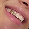 10K Gold Double Cap Heart Cutout & Open Face Tooth Custom Grillz