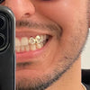 10K Gold Double Cap Heart Cutout & Open Face Tooth Custom Grillz