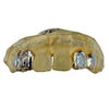 10K Gold Double Cap Two-Tone Diamond Dust Custom Grillz