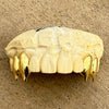10K Gold Double Teeth Caps Vampire Fangs Custom Grillz