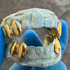 10K Gold Double Teeth Caps Vampire Fangs Custom Grillz