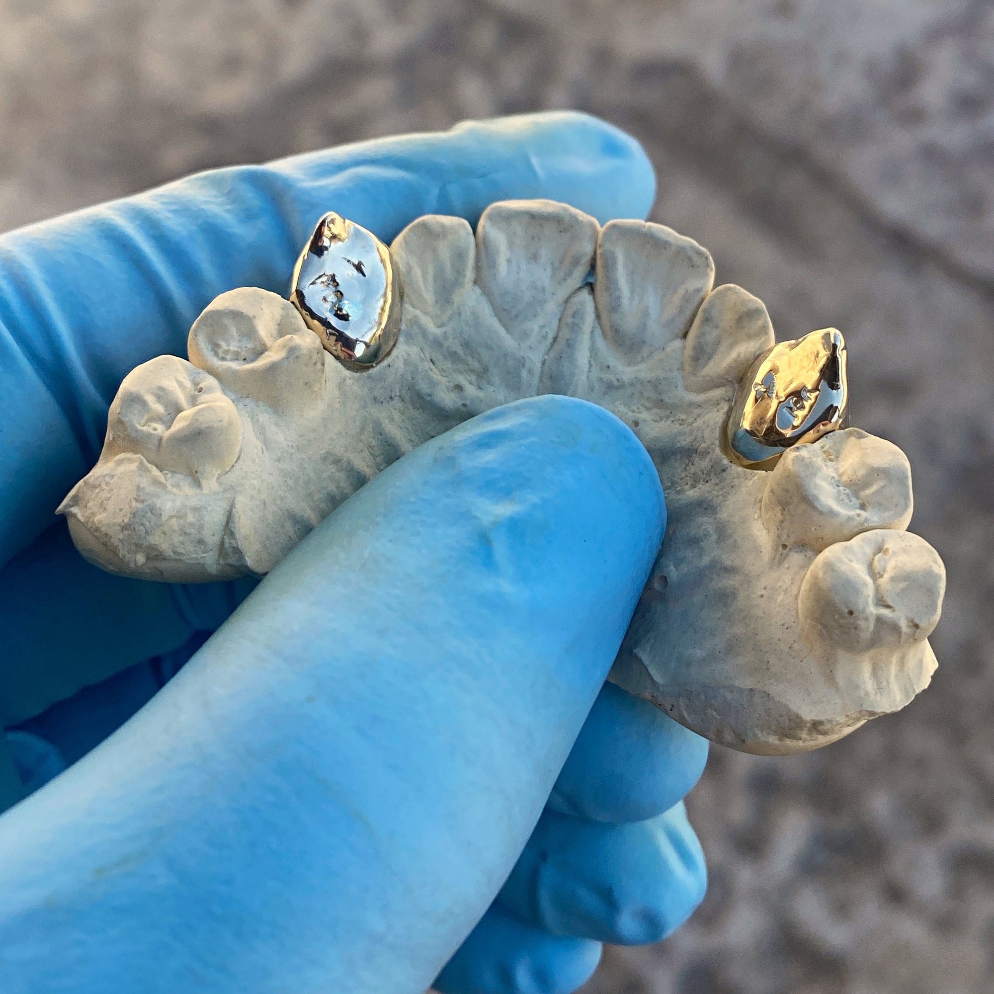 10K Gold or 14K Gold Single Canine Vampire Fang Tooth Two-Tone w/Diamo
