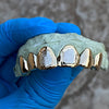 10K Gold Single Caps w/Front Diamond Dust Teeth Custom Grillz