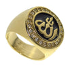 12 Allah Symbol  Black Oil Round Gold Finish Ring
