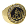 12 Allah Symbol  Black Oil Round Gold Finish Ring
