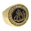 12 Allah Symbol  Black Oil Round Gold Finish Ring