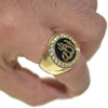 12 Allah Symbol  Black Oil Round Gold Finish Ring