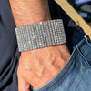 12 Row Iced Pharaoh Bracelet Silver Tone Iced Flooded Out 9.25"