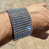 12 Row Iced Pharaoh Bracelet Silver Tone Iced Flooded Out 9.25"