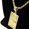 14K Gold Finish 100 Dollar Bill Iced Pendant Rope Chain Necklace 24"