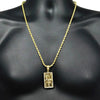 14K Gold Finish 100 Dollar Bill Iced Pendant Rope Chain Necklace 24"