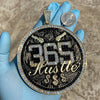 14K Gold Finish "365 Hustle" Jumbo Pendant Iced Medallion