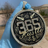 14K Gold Finish "365 Hustle" Jumbo Pendant Iced Medallion