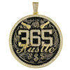 14K Gold Finish "365 Hustle" Jumbo Pendant Iced Medallion