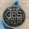 14K Gold Finish "365 Hustle" Jumbo Pendant Iced Medallion