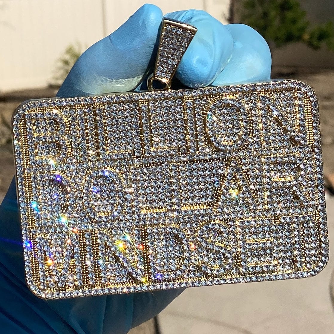 14K Gold Plated Huge Billion Dollar Mindset Iced CZ Big Jumbo Hip Hop Pendant